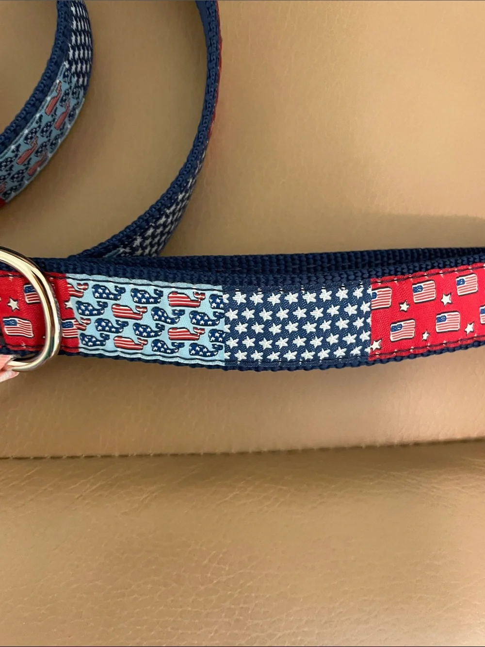 Rare Vineyard Vines Patriotic Patchwork Leash - Red, Navy & White